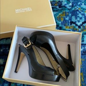 SOLD Black Leather Michael Kors ‘Carina’ SlingBack